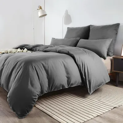 Obrázek produktu pro TRANKIELO® - Sada ložního prádla 200x200 cm - Šedá mikrovlákna - Nenápadná a nemačkavá, obsahuje 2 povlaky na polštáře