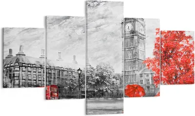 Produktbild von Bild auf Leinwand - Leinwandbild - London Bus - 125x70cm - Wand Bild - Wanddeko - Wandbilder - Leinwanddruck - Bilder - Kunstdruck - Wanddekoration - Leinwand bilder - Wandkunst - EA125x70-3866