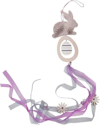 Zdjęcie produktu dla Zawieszka Wielkanocna Fioletowy Zając z Jajkiem - Drewniana, 60 cm