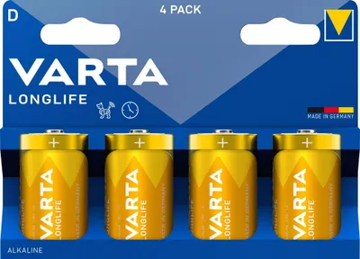 Productafbeelding van VARTA 4120101424, VARTA Alkaline batterij, langere levensduur, mono (D), blisterverpakking met 4 stuks