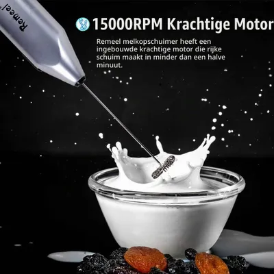 Hand-Milchaufschäumer, Edelstahl, batteriebetrieben, 50 g, tragbar