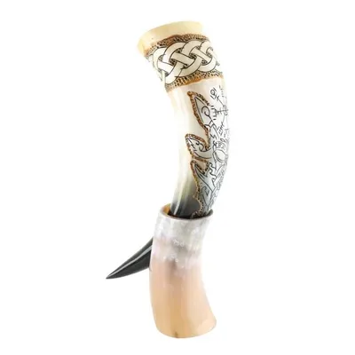 Produktbild von Wikinger Trinkhorn Thor - Wikinger Becher - Mittelalterliches Trinkhorn - Wikinger Trinkhorn - Horn Wikinger - Wikinger Dekoration -