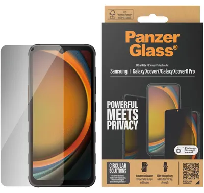 Produktbild von PanzerGlass ® 2-Way Privacy Displayschutz Samsung Galaxy Xcover7 Pro | Xcover7 | Xcover6 Pro | Ultra-Wide Fit, Samsung, Samsung - Xcover 7, Samsung - Galaxy Xcover6 pro, Samsung - Galaxy XCover7 Pro 5G, Trockene Anwendung, Kratzresistent, Schockresistent, Transparent, 1 Stück(e)