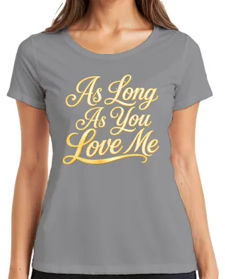 Obrázek produktu pro Tričko s potiskem "As Long As You Love Me", romantická popová píseň z 90. let, dámské, barva šedá, velikost XL