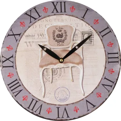 Produktbild von Zeitlose Wanduhr Ø29cm Landhausstil Shabby Vintage Antik Küchenuhr Holzuhr Deko, Motiv:Sessel