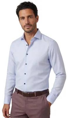 Produktbild von Olymp Business-Hemd Nr. 6 super slim fit hellblau einfarbig Baumwolle