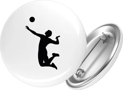 Produktbild von Huuraa Button Volleyball Silhouette 25mm rund mit Sicherheitsnadel Ansteckbutton Geschenkidee