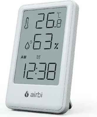 Produktbild von Airbi FRAME - Raumthermometer und Hygrometer mit Uhr - weiß
