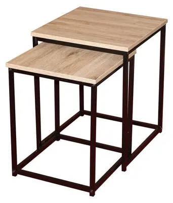 Image de Set de 2 tables d'appoint - Colorado - Noir et chêne