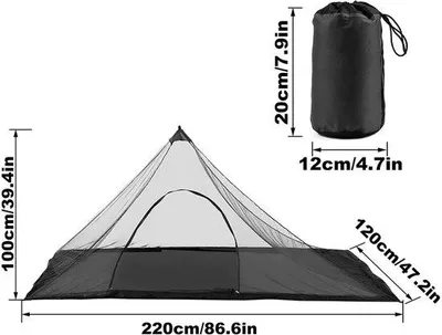 Imagen del producto de Mosquitera Unyqoos® para camping: protección contra insectos para una persona, con suelo impermeable de Oxford, dimensiones 220x120x100 cm, color , incluye bolsa de transporte y 4 estacas