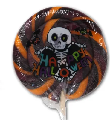 Obrázek produktu pro Halloweenské spirálové lízátko kostra velké ovocné lízátko jednoduché 80g