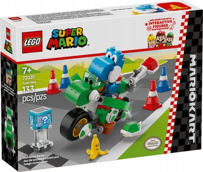 Productafbeelding van LEGO Super Mario: Mario Kart – Yoshi-fiets, Nintendo avonturenpakket om te verzamelen, cadeau voor kinderen, jongens, meisjes en gamers vanaf 7 jaar, verzamelobject met Yoshi-figuur 72031