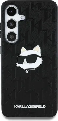 A black phone case with a Karl Lagerfeld Choupette Head design.