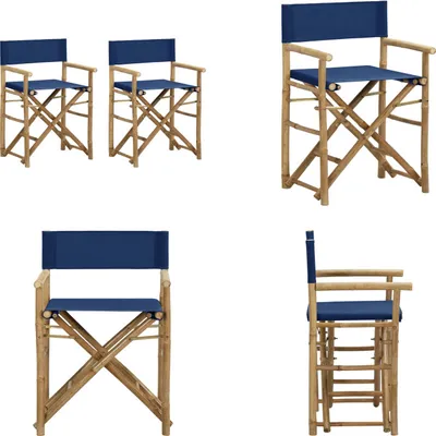 Produktbild von vidaXL Klappbare Regiestühle 2 Stk. Blau Bambus und Stoff - Regiestuhl - Regiestühle - Gartenstuhl - Gartenstühle