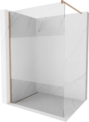 Image de Mexen Kioto Paroi de douche à l'italienne 80 x 200 cm, verre transparent/clair 8 mm, cuivre brossé - 800-080-101-65-35