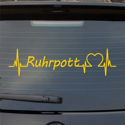 Produktbild von Heckscheibenaufkleber Ruhrpott Puls Herzschlag Auto- mit Ferien Region Motiv 55x14 cm Gelb Auto Aufkleber Sticker