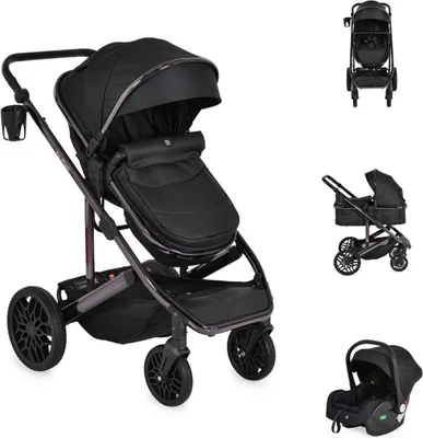 Produktbild von Moni Kombikinderwagen 3 in 1 all Road umbaubar Babyschale Sportsitz Tragetasche schwarz