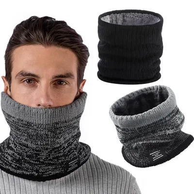 Produktbild von 2-er Set Winter Halswärmer, Loopschal Set, Schlauchschal mit Fleece, winddicht & warm,A0322+