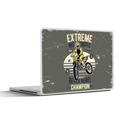 Produktbild von MuchoWow® Laptop Aufkleber Sticker Cover Motorrad - Gelb - Retro 31x22.5 cm - Laptop-Deko