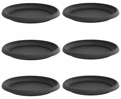 Produktbild von Runde Blumenplatte 6 pcs Schwarz Ø 14 x 2 cm Kunststoff