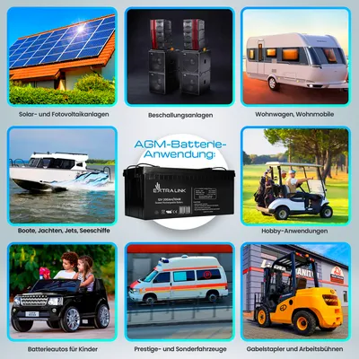 Produktbild von Extralink AGM 12V 200Ah Solarbatterie Solar Batterie Wohnmobil Bootsbatterie Batterie Akku