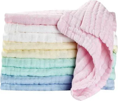 Produktbild von 10-Pack-Baby-Muslin-Waxes, weiches 100% Baumwolle Babytücher, Mehrfarbige Kindertücher, 30x30cm Salva Handtuch, Burp Tuch, Tod