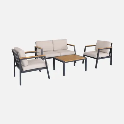 Produktbild von sweeek - Gartenlounge-Set aus Aluminium und Polywood, 4-Sitzer - Anthrazit