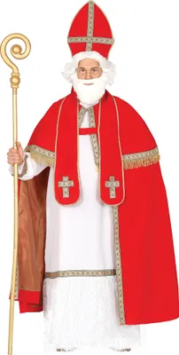 Immagine prodotto di Costume Babbo Natale adulto cappotto cappello tunica sciarpa carnevale festivo rosso, taglia: 54 - 56 (XL) colore: bianco