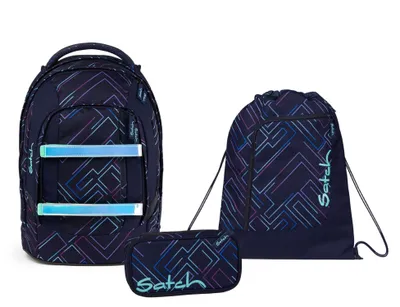 Produktbild von Satch Schulrucksack-Set PACK Purple Laser, Mäppchen + Sportbeutel