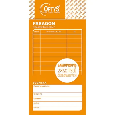 Image de Paragon Optys - bloc 75 mm x 150 mm / numéroté 2 x 50 feuilles NCR / 1089