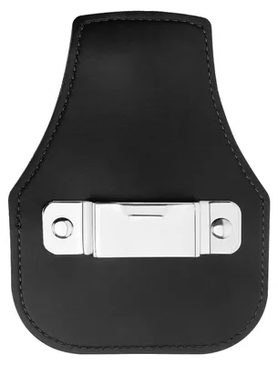 Leder-Maßbandhalter mit Metallhaken, schwarz