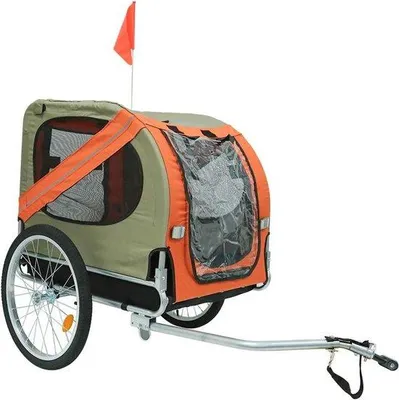 Image de Remorque pour chiens - Remorque pliable - Transport d'animaux de compagnie - Attelage universel pour vélo - Capacité de 40 kg - Rouge et noir
