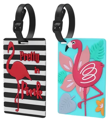 Productafbeelding van Bagagelabels, PVC, flamingo, 2 stuks, identificatielabels, reistoeslag