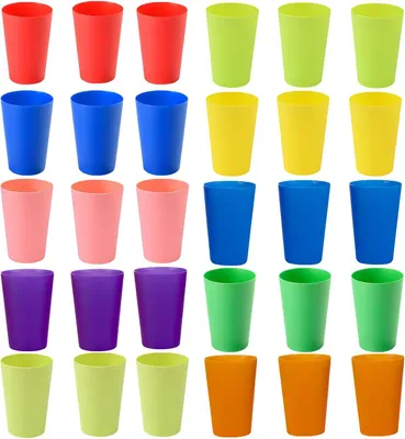 Imagen del producto de Vasos de plástico reutilizables y coloridos - Juego de 30