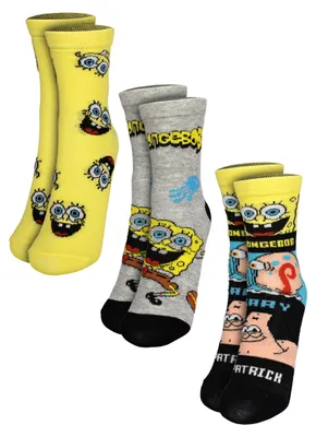 Produktbild von Spongebob Schwammkopf Socken für Jungen - Friends Kinder Kindersocken Söckchen (3er Pack) 35-38