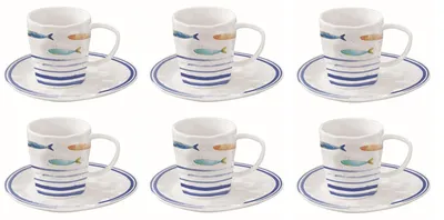 Produktbild von 6er Set Tassen mit UT Maritim Fische BORD DE MER 250ml Porzellan Easy Life
