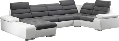 Produktbild von Wohnlandschaft mit Schlaffunktion - Ecke Links - Grau & Weiß - BOILEAU