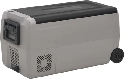 Produktbild von Kühlbox mit Rollen und Griff Schwarz & Grau 60 L PP & PE
