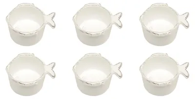 Produktbild von 6er Set Dipschalen Schälchen MARINA FISCH 8cm weiß bianco Keramik Virginia Casa