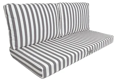 Image de Coussins pour salon de jardin déhoussable 120x60cm - Rayure Gris foncé