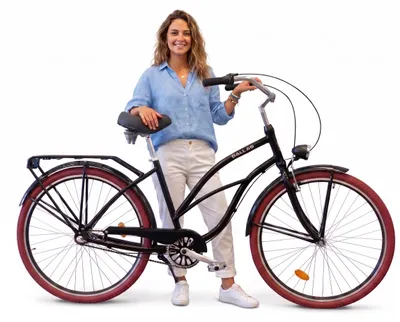 Produktbild von Dallas Bike | Damen Cruiser Fahrrad 28 Zoll - 3-Gang Shimano Nexus - Alu-Rahmen L 19" - Schwarz-Rot