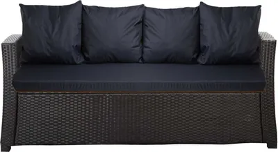 Produktbild von Poduszka na sofę ogrodową ciemnoniebieska, siedzisko 170x60x7+oparcie 4szt 56x50| zestaw poduszkek zewnętrznych| zestaw na sofę rattanową 4-osobowy
