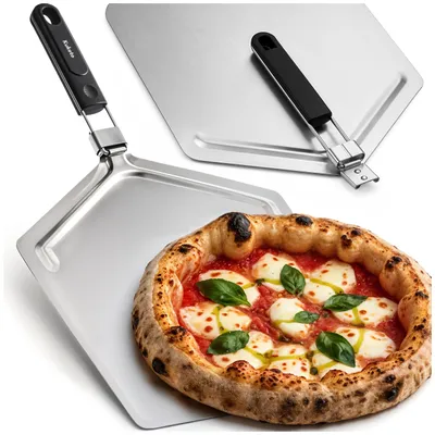 Zdjęcie produktu dla Kuketo | Łopata do pizzy XXL 63 × 33 cm – Składana szufla do pizzy, chleba i wypieków – Metalowa powierzchnia robocza