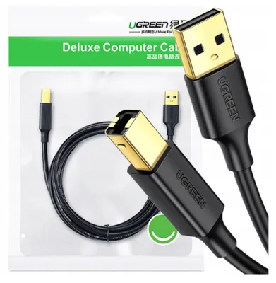 Image de Ugreen Us135 Câble d'imprimante Usb 2.0 A-B, plaqué or, 2M (noir)