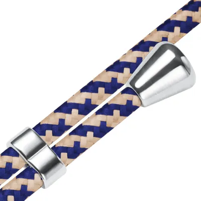 Produktbild von Handykette Backcover-Schutzhülle mit Band (Metall silberfarben) für Sony Xperia 1 V (6.5'') - blau+beige