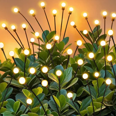 Produktbild von Solar-Gartenleuchten Outdoor Wasserdicht, 2er-Pack Solar-Glühwürmchen-Lichter, Deko für Garten, Terrasse & Weg, 8 LED