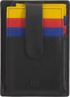 Image de DUDU Porte-cartes de crédit Porte-monnaie NOIR COULEUR Cuir véritable élégant léger pratique Femmes
