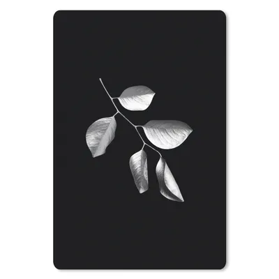 Produktbild von MuchoWow® Mauspad Mousepad Zweig mit Blättern auf schwarzem Hintergrund - schwarz und weiß 18x27 cm - Mousepads - Maus Mat - Pad - Mausunterlage