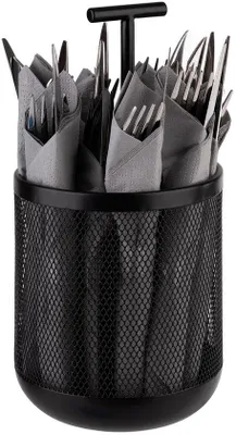 Produktbild von Famanu Besteckhalter Metall - Möbelfreundlich - Schwarz - 3 Fächer