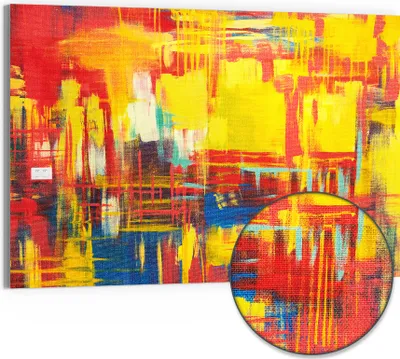 Produktbild von DEQORI Hybrid Leinwand Bild 90x60 cm 'Feuerwerk der Farben' Wandbild Glas flach modern